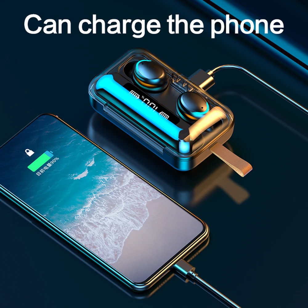 TWS Bluetooth 5 0 Earphones 9D Stereo Waterproof Wireless Headphone 2200mAh Charging Case Sports Headset Earbuds With Microphone