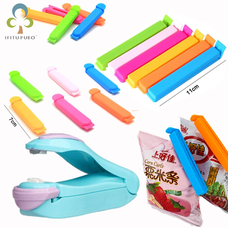 

Plastic Candy Color Slim Seal Clip Bag Mouth Clip Sealing Clip Two Lengths Household Mini Portable Sealing Machine LXX