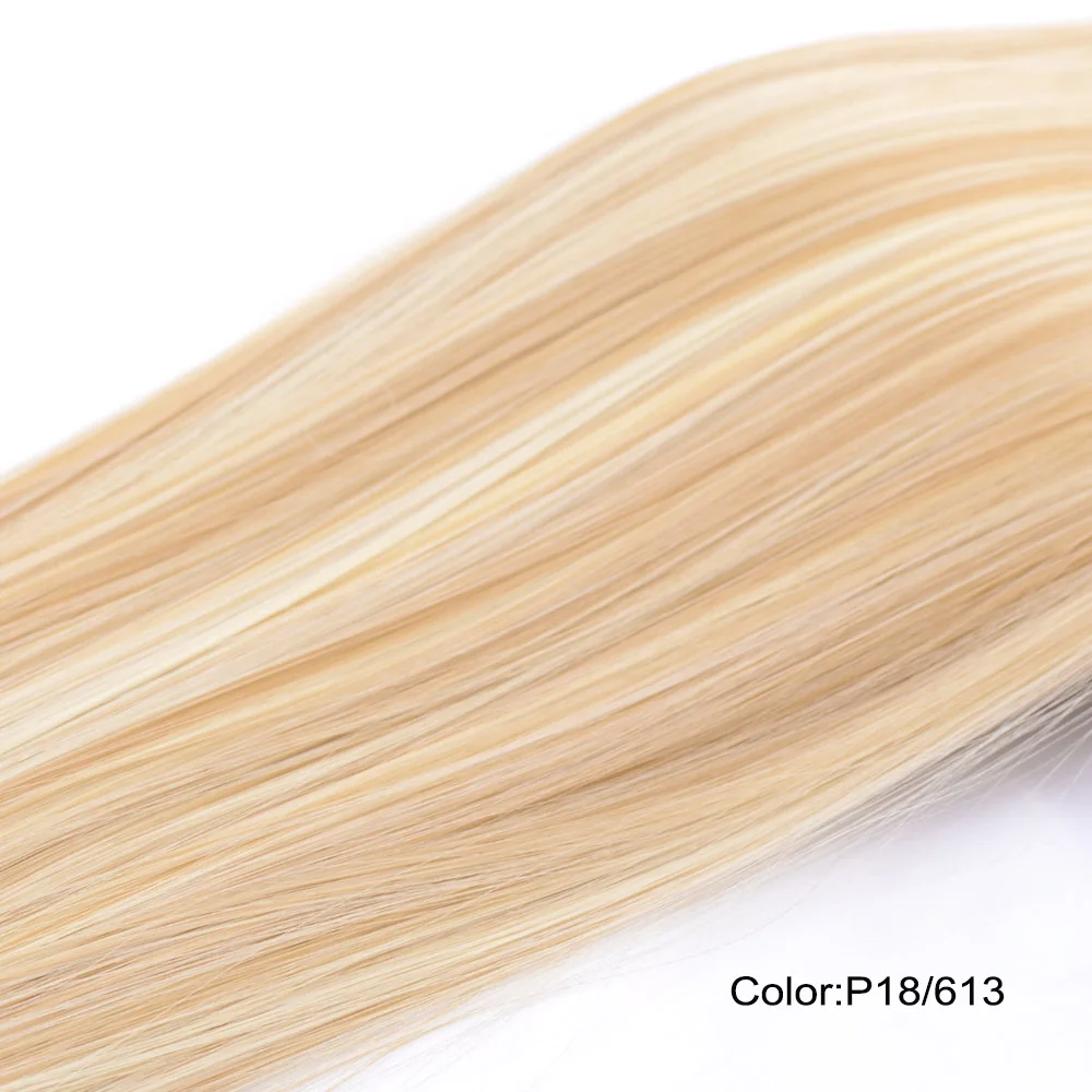 Длинные прямые волосы на заколках для наращивания 7 шт./компл. 100 г синтетический парик, заколки, заколки для волос - Цвет: P18/613