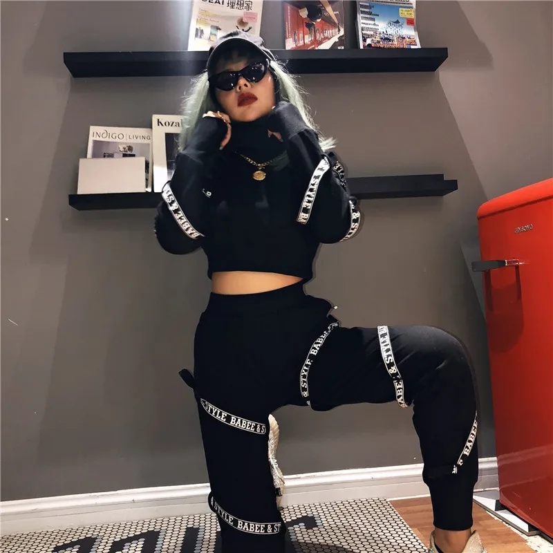 

New Women Outfits Long Sleeve Turtleneck Short Sweatshirt Trouser Sets Spring Fall Sweatsuit Tracksuit For Lady(S/M/L)