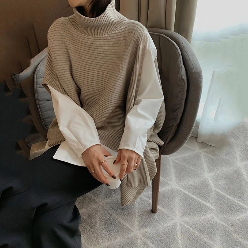 [EAM] Irregular Big Size Knitting Sweater Loose