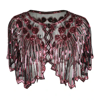 

Sequin Women Shawl Cape Cover Up Scarf Dancing Flapper Tippet Evening Cape Party Wrap Art Deco Cloak Fashion