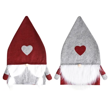 

2pcs Slipcover Home Decor Kitchen Christmas Chair Cover Gift Dining Room Party Hotel Faceless Doll High Back Holiday New Year