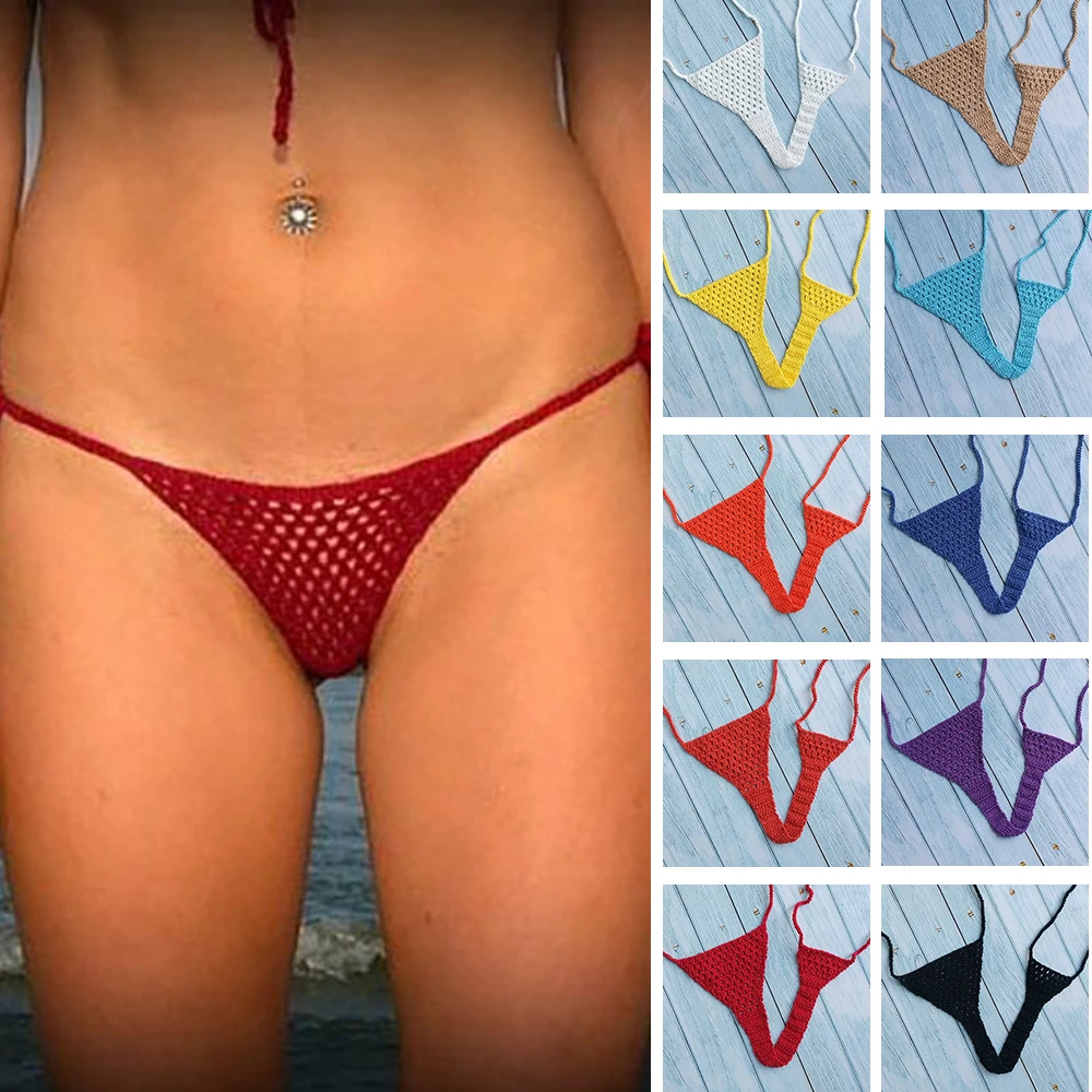Fans Free Super Mini Micro G-strings Thongs Red Sexy Bikini Bottom Hot Women's Swimwear Crochet Brazilian Side String Tie Thong