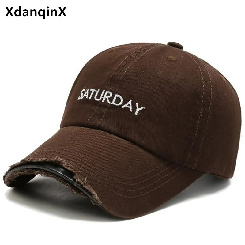 

XdanqinX Novelty Broken Letter Embroidery Baseball Caps For Men Women New Washed Cotton Sports Cap Adjustable Size Hip Hop Hat