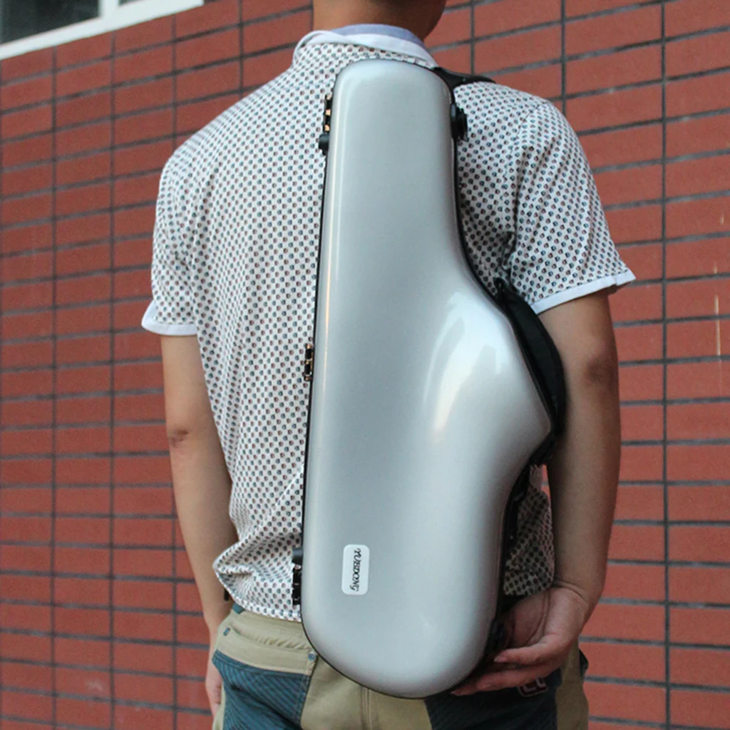 High-end Ee Alto Saxophone Case Fiberglass Hardshell Alto Sax Carrying Case with Strap Handle