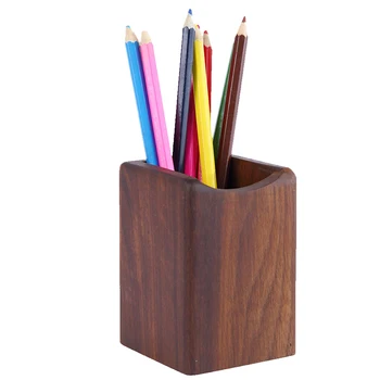 

Multifunction Desk Organizer Craft School Pen Holder Stationery Decoration Office Square Storage Container Wooden Stand Home