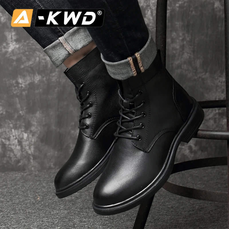 Роскошная мужская обувь; Zapatos Seguridad Hombre; черные ботинки из натуральной кожи; мужские зимние ботинки на меху; мужские тонкие ботильоны; Мужские Размеры 37-50
