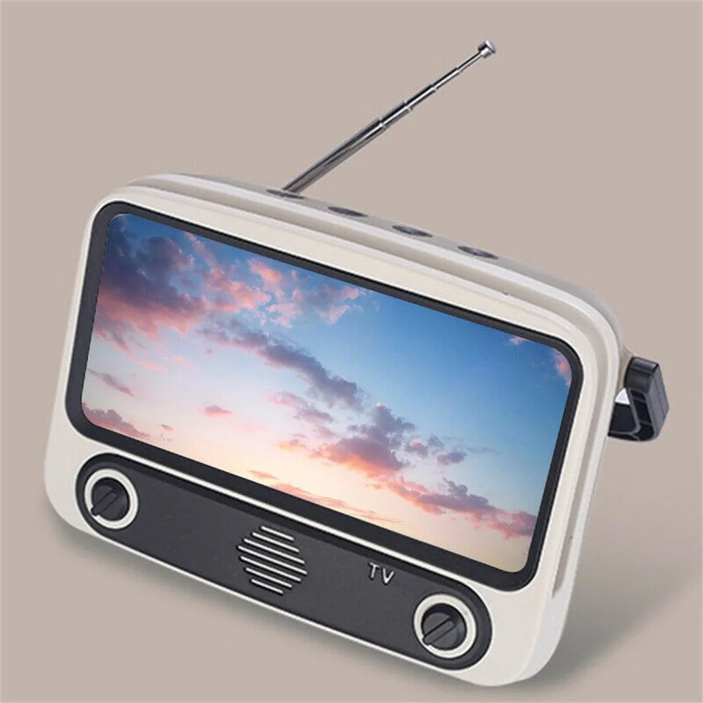 Беспроводной портативный мини-динамик в стиле ретро для телевизора с Bluetooth и басами, держатель для телефона в стиле ретро