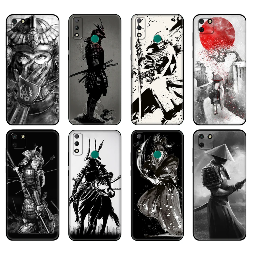 Черный чехол из ТПУ для Huawei Y9S Y6S Y8S Y5P Y7P Y8P Y5 lite Prime 2018 Y6 2019 с японским Самураем