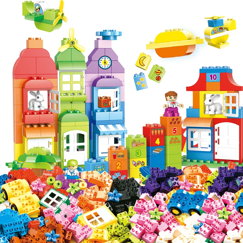 166PCS DIY Building Blocks Colorful Multi-Shape Figures Animals Compatible with Big Size Bricks With Stickers Toys For Children | Игрушки и