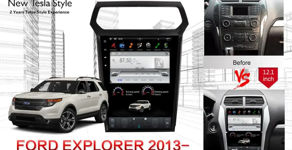 Excellent 9.0 6.0 2+64g Tesla style Car DVD Player GPS Navigation Android For Ford Explorer 2011-2019 Car Stereo Auto Headunit Multimedia 1