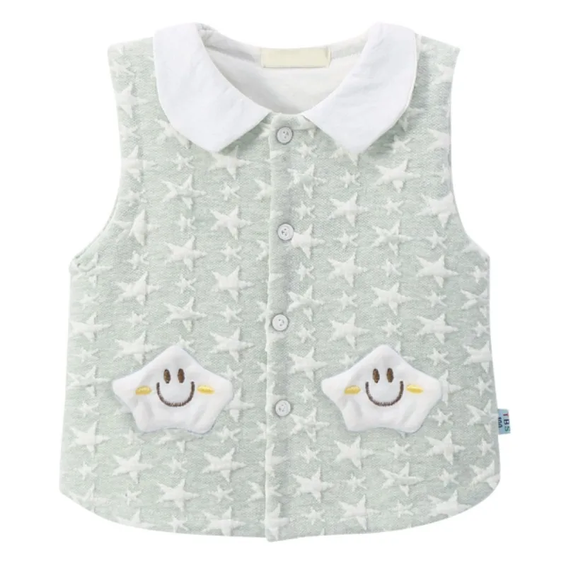 

Thin Unisex Baby Vest Children Kids Female Spring Autumn Cotton Soft Comfortable Turndown Collar Outerwear