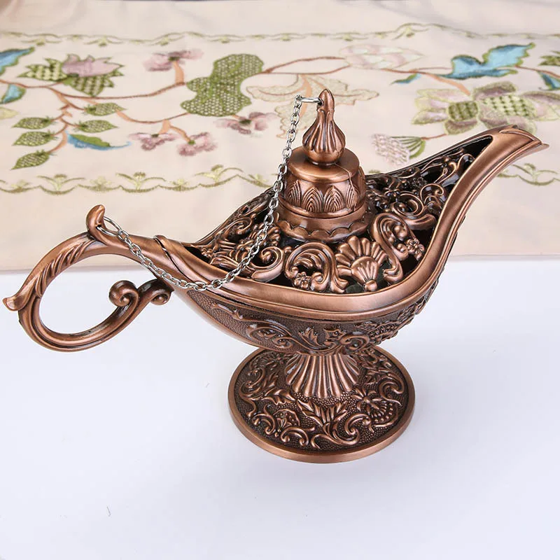 Middle East Aladin Lamp Figurine Magic Lamp Teapot Arab Home Decoration Accessories Gold Plated Enamel Metal Lamp Ornament - Цвет: Bronze