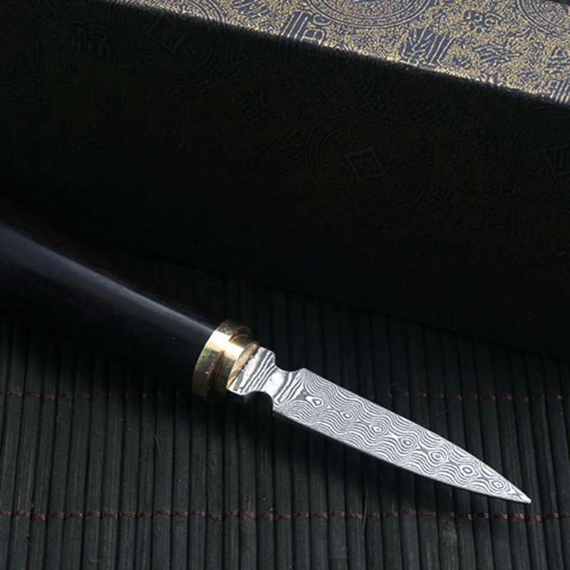 1pcs Tea Knife Stainless Tea Needle Special Tool Ebony Tray Ceremony Utensils Pu Erh Damascus knife Tool
