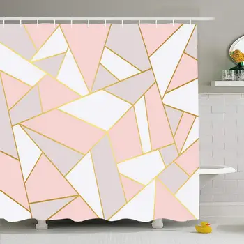 

Shower Curtain Set with Hooks 60x72 Intricate Pink Grey White Hobby Square Graphic Geometry Design Abstract Package Textures