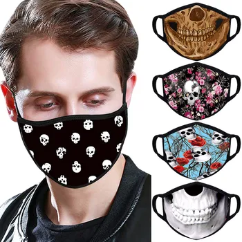 

Unisex Mouth Mask Windproof Washable and Reusable Fashion Skull Printing Face Mask Pollution-proof Mouth Cover Masque Mascarar