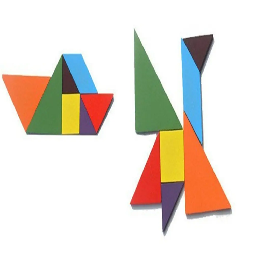 Деревянные Tangram 7 частей головоломки геометрическая форма красочный квадрат IQ Игры Головоломка интеллектуальные Обучающие игрушки для детей