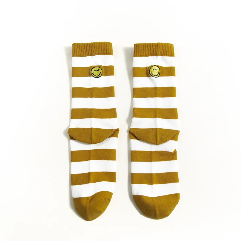 Корейские радужные носки, вышивка трубки, полоски колледжа, женские носки, забавные осенние и зимние, забавные Разноцветные носки - Цвет: Золотой