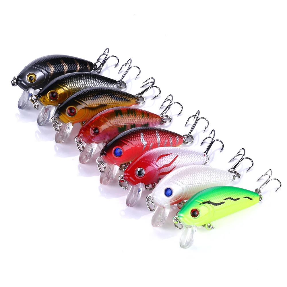 Black Minnow Fishing Lure 50Mm 3.6G Con Treble Hook Wobbler Plastica Artificiale Hard Bait Bass Trout Lure Goods For Fishing Gear