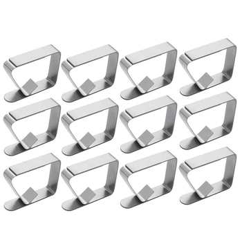 

12 Pcs Stainless Steel Tablecloth Clip,Non-Slip Adjustable Table Cover Clamps Clip for Parties Picnics
