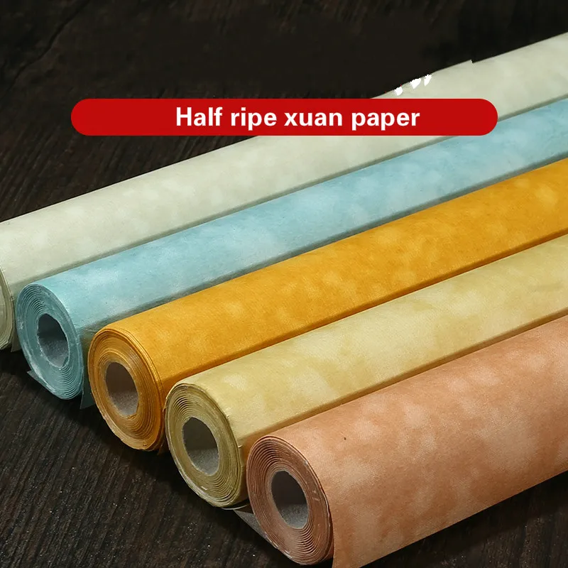 

10 Sheets Half-Ripe Xuan Paper Vintage Tiger Skin Texture Rice Paper Seal Script Brush Calligraphy Practice Retro Stationery