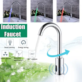 

Bathroom Basin Sink LED Induction Faucet Cold & Hot Hand Touch Tap Automatic Inflated Sensor Faucet Home Bathroom Device