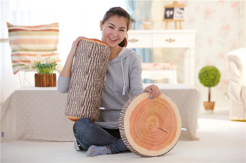Personalized& Creative Wood Pile Plush Toys Cutting Board Tree Pillow Ring Cushion Sofa Back Cushion Birthday Gift