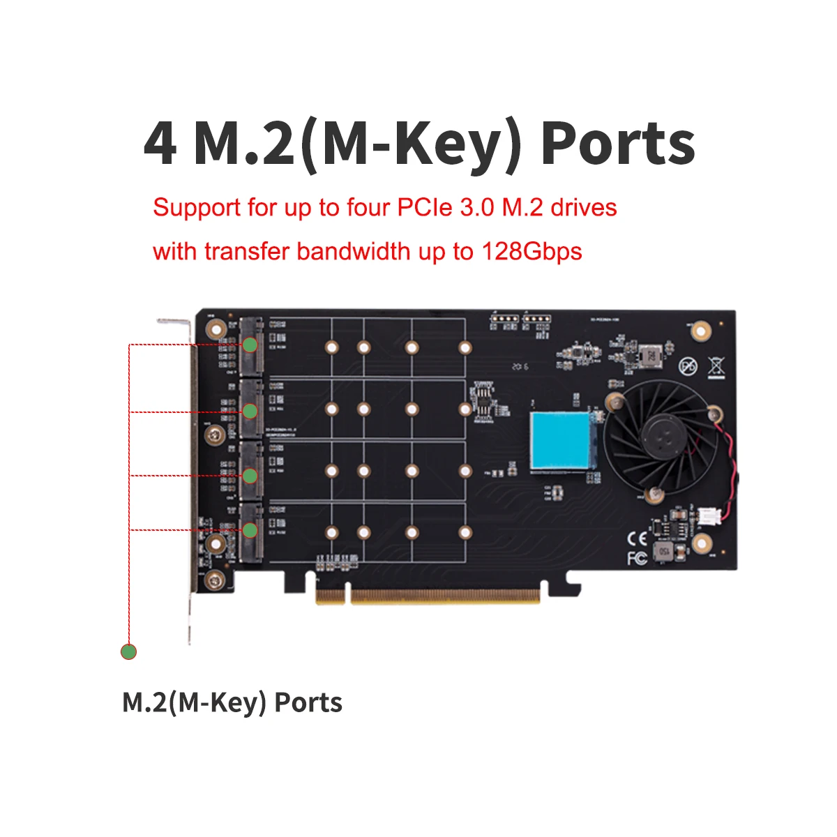 Iocrest Portas M.2 Nvme para Pcie 3.0 X16 Riser Controlador Adaptador Cartão só Suporte Bifurcação Motherboards Hyper M.2 X16 Nvme Cartões para acréscimos - Imagem 3