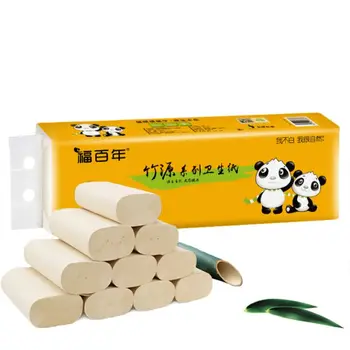 

12 Rolls Natural Bamboo Pulp Toilet Paper Towels 4 Layers Thickened Biodegradable Bath Tissue Eco Friendly