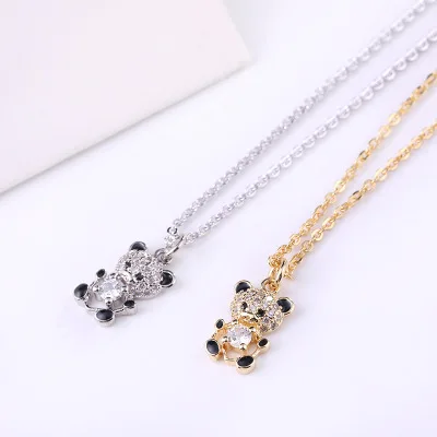 Модная милая маленькая цепь &quotмедведь&quot ожерелье s Золотой Серебристый