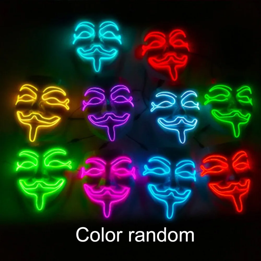 

2019 Halloween LED Luminous Mask Masquerade Mask Horror Terror Cold Light Masks Halloween Festival Party Hot Costume Play Prop
