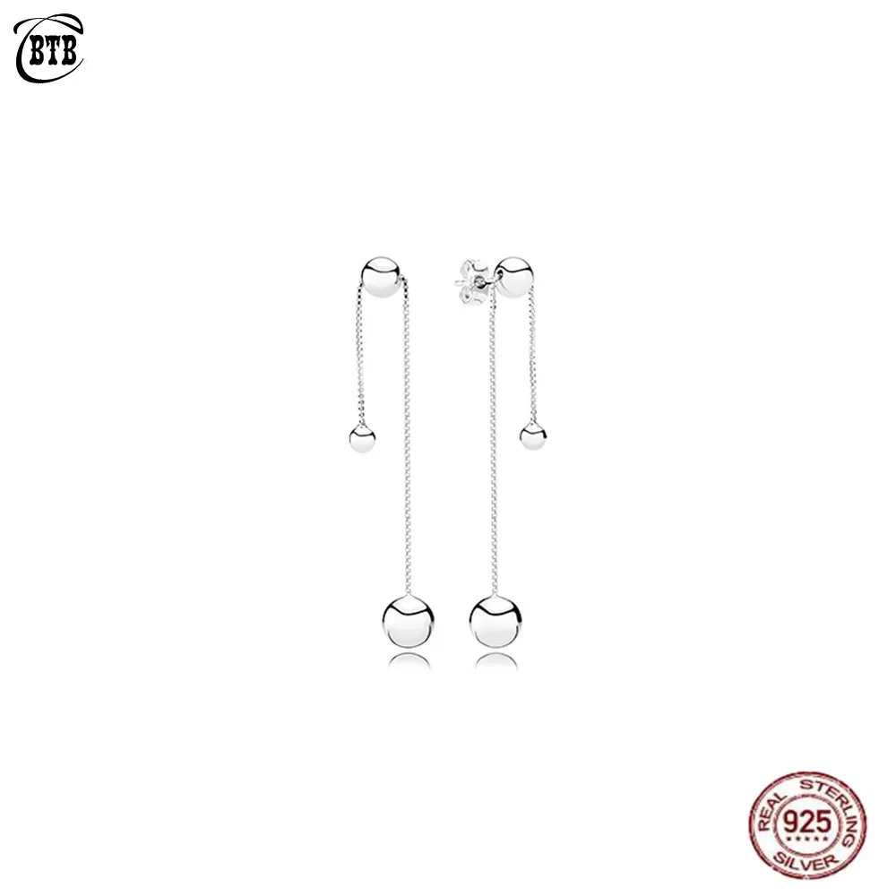 

2018 Winter Authentic 925 Sterling Silver Original String of Beads Europe Dangle Earrings For Women Bead Charm Gift DIY Jewelry