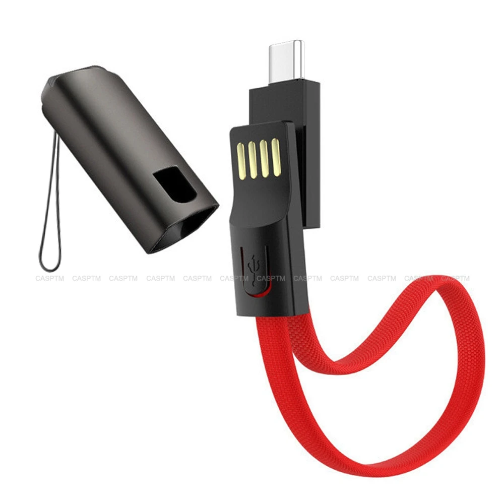 Keychain USB Cable For iPhone For Huawei P30 Mini NylonType C USB Phone Cables 2A Fast Charging Data Transfer For USB C Cable - Цвет: For Type C Red