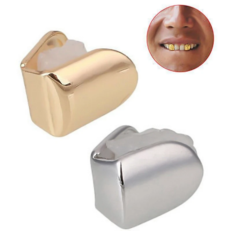 Hip Hop Gold Teeth Upper And Bottom Grills Dental Mouth Punk Teeth Caps Cosplay Party Tooth Rapper Body Jewelry Gift
