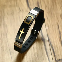 Vnox, регулируемый браслет из нержавеющей стали для мужчин, браслет с крестиком, силиконовый браслет, повседневный мужской Orna для мужчин ts