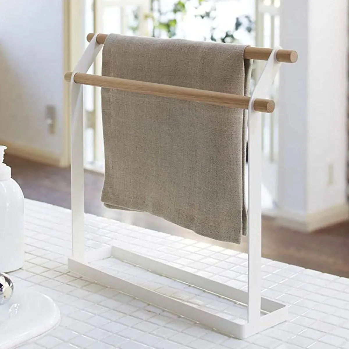 

2 Tiers Iron Towel Rack Storage Organizer Draining Shelf Rag Cloth Drying Hanger Holder Stand Kitchen Bathroom Hardware Tools