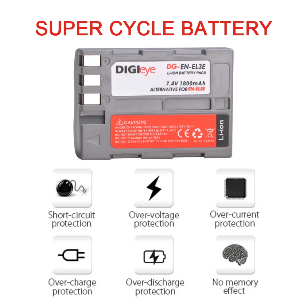 Bateria da Câmera para Nikon D50 D70 D70s D80 D90 D100 D200 D300 D300s D700 En-el3e Enel3e en El3e 7.4v 1800mah - Image 2