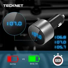 TeckNet 5 В/2.1A USB Автомобильное зарядное устройство с fm-передатчиком Bluetooth Handsfree FM модулятор зарядное устройство для телефона в автомобиле для iPhone Xiaomi