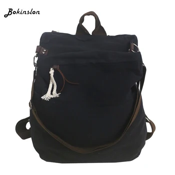 

Bokinslon Multifunctional Student Back Schoolbag Canvas Male Messenger Casual Shoulder Bag Fashion Women