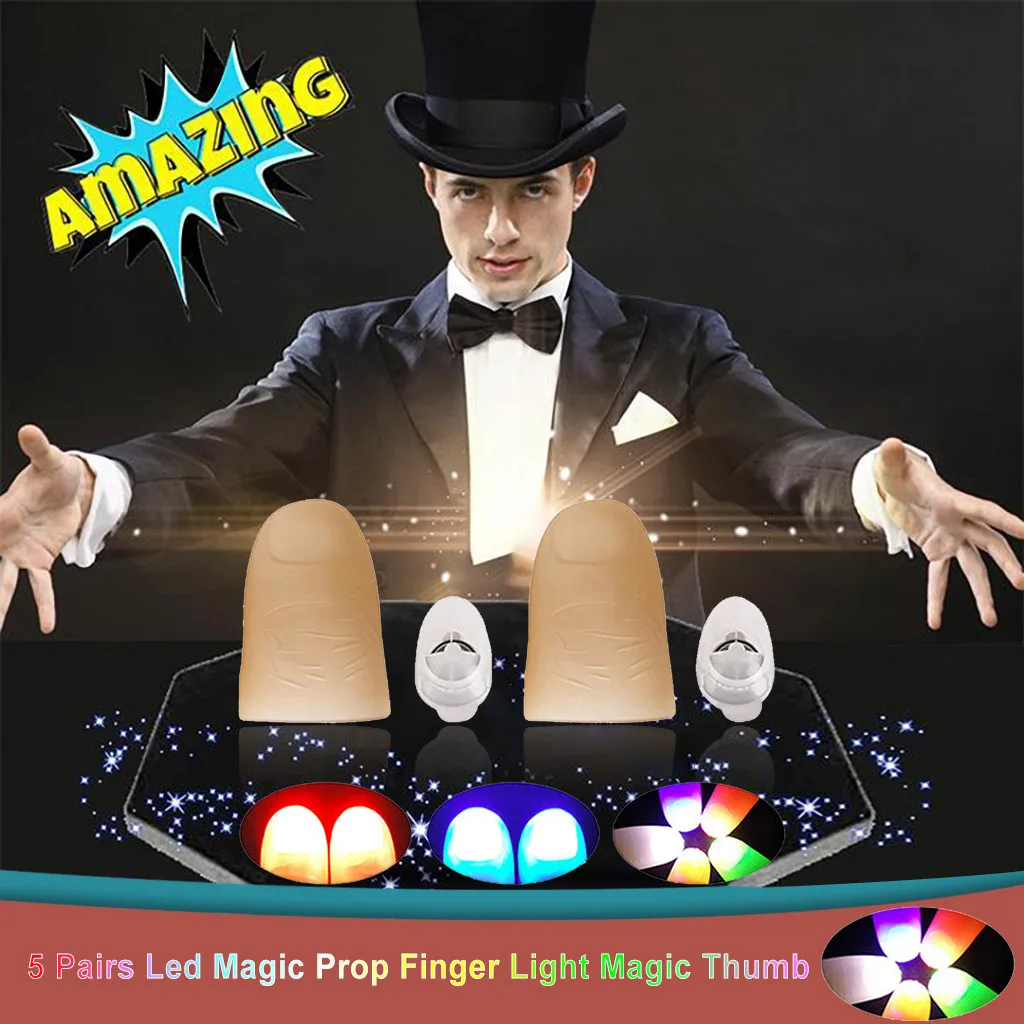 5 пар Led Magic Prop Finger Light Волшебный палец игрушка для детей уличное волшебство