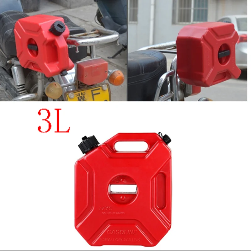 New Portable 3L Fuel Tank Red Gas Cans Spare Petrol Plastic Tanks Mount Motorcycle Can Gasoline Oil Container Fuel-jugs w/Lock |