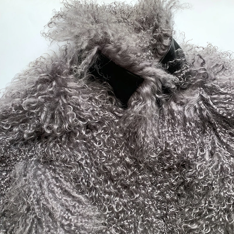 Rf1964 Новое поступление Роскошный Полный Пелт монгольские Овцы Шуба с длинными рукавами супер теплое натуральное пальто из настоящего меха овечья Меховая куртка