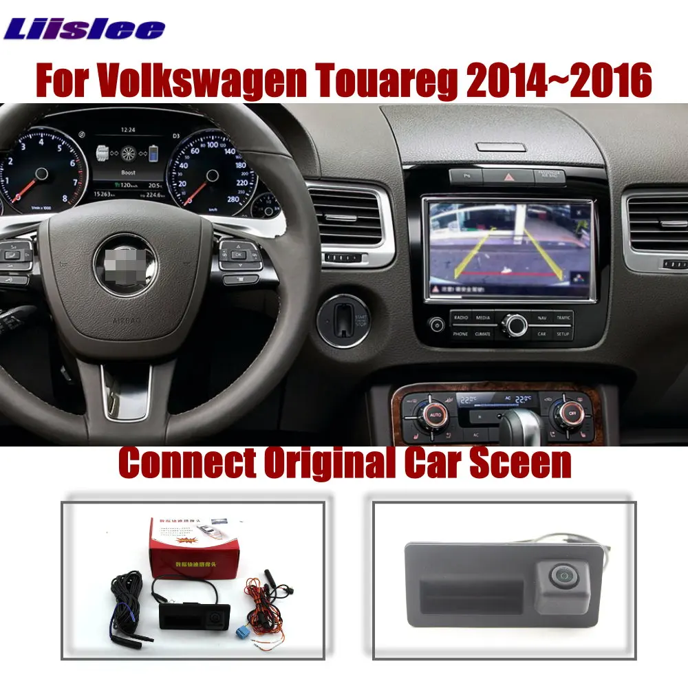 

Liislee Car For Volkswagen Touareg 2014~2016 Original Screen Upgrade Reverse Dynamic Trajectory Image Rear Camera Trunk Handle