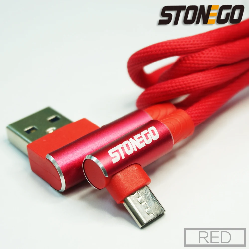 STONEGO Micro USB кабель 2A быстрое зарядное устройство USB TYPE C кабель Шнур 90 градусов локоть нейлоновый кабель для передачи данных Android телефон 1 м 2 м 3 м