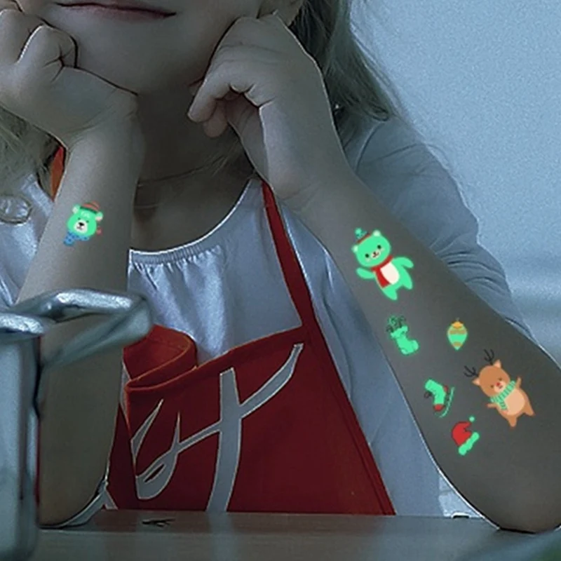 1 лист светящаяся детская временная татуировка наклейка поддельная Рождественская вспышка Водонепроницаемая мода маленькое тело искусство для ребенка