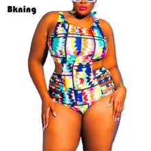 Bkning 4XL Plus Size Women Swimsuit One Piece Bathing Suit for Woman 2020 Swimsuits Strapless Plaid Joint Swim Large Monokini XL