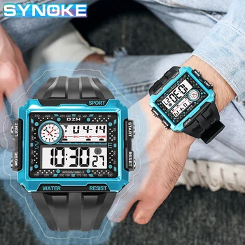 Relojes digitales LED para hombre, de pulsera, deportivo, resistente al agua, con alarma de Esfera Grande, reloj deportivo masculino