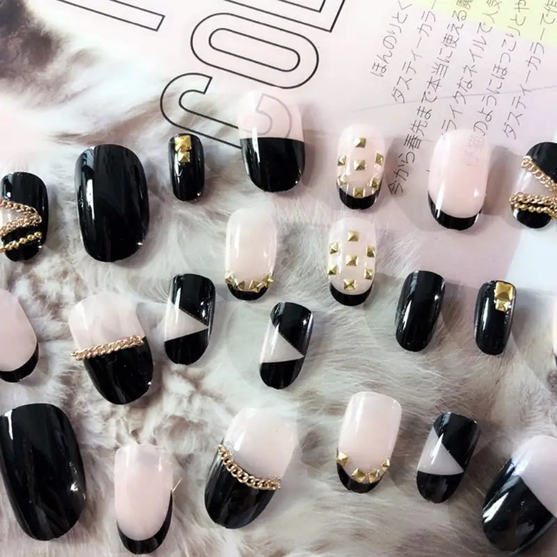 24Pcs Fashion Acrylic Art Tips False Toe Fake Nails Manicure Tools 4