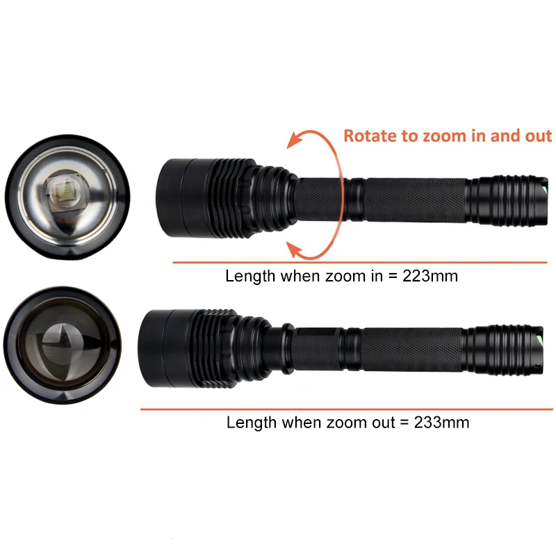 US $16.99 T6 10000 Lumens Green LED Flashlight Detachable Rechargeable Torch Length Adjustable Tractial Lantern Flashlight For Hunting